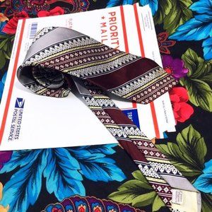 MEN'S VINTAGE ZCMI TIE RED SILVER STARCH